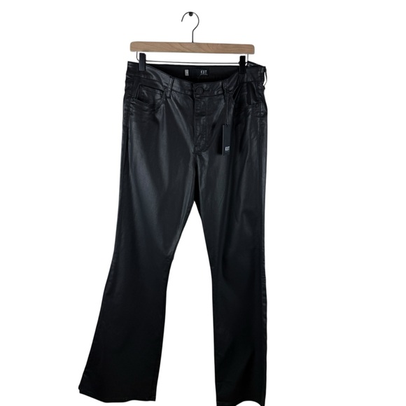Kut from the Kloth Black Ana Coated High Waist Flare Jeans New Size 12 - Picture 3 of 11